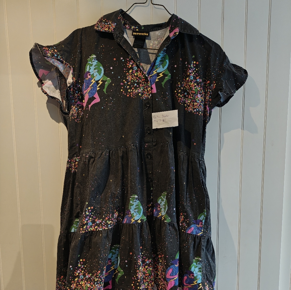 Nooworks Black Dress with Multicolor Dots